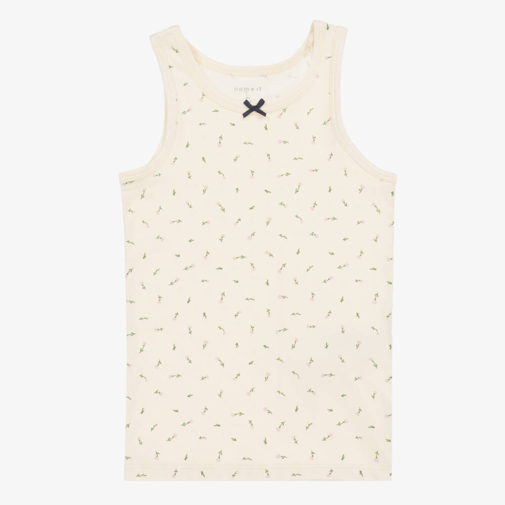 NAME IT-Girls Pink & Ivory Cotton Vests (2 Pack) | Childrensalon