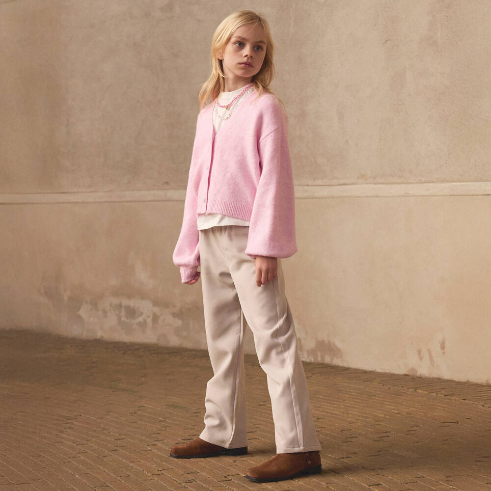 NAME IT-Girls Pink Knitted Cardigan with Pearl Buttons | Childrensalon