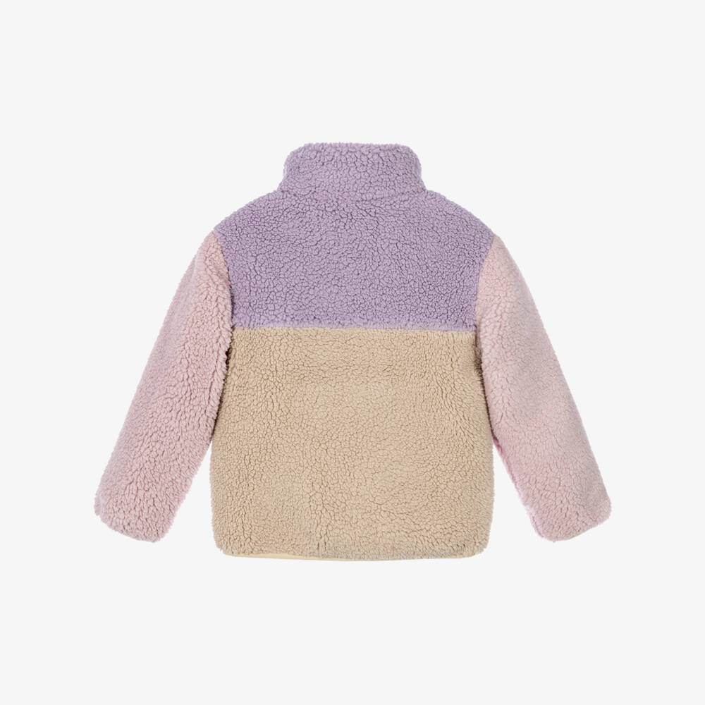 NAME IT-Girls Pink & Lilac Colourblock Teddy Fleece Jacket | Childrensalon