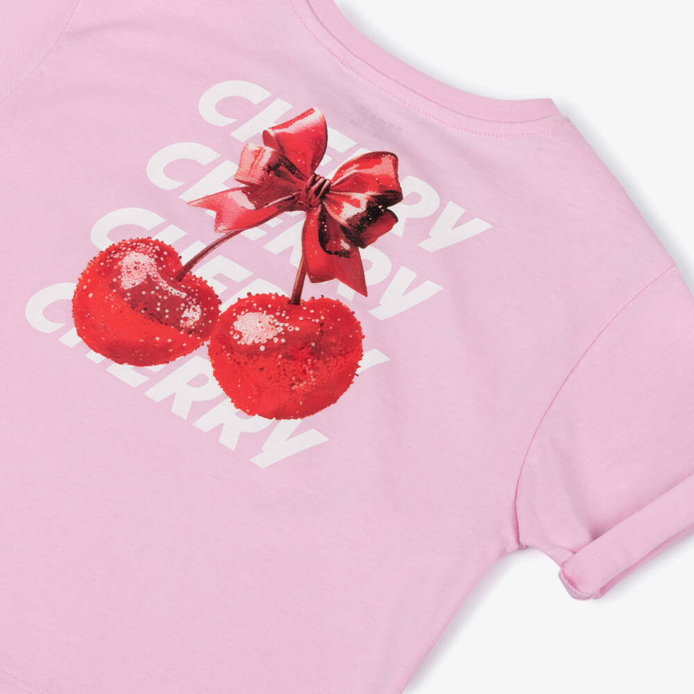 NAME IT-Girls Pink Organic Cotton Cherry T-Shirt | Childrensalon
