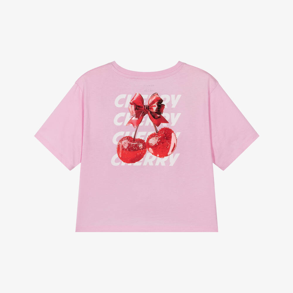 NAME IT-Girls Pink Organic Cotton Cherry T-Shirt | Childrensalon