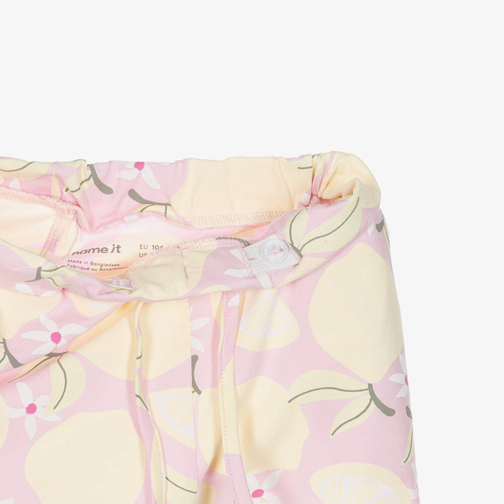 NAME IT-Girls Pink Organic Cotton Shorts Set with Lemon Print | Childrensalon