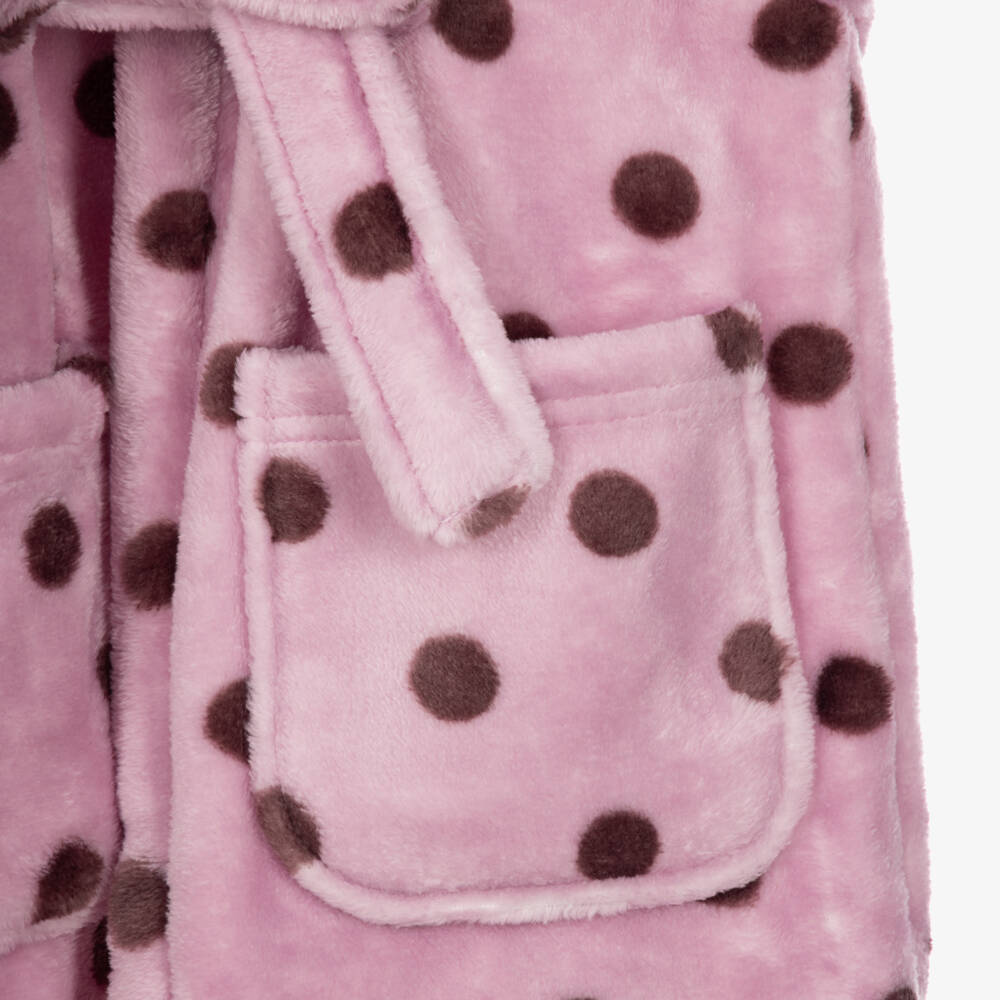 NAME IT-Girls Pink & Plum Polka Dot Velour Dressing Gown | Childrensalon