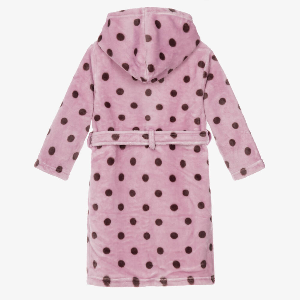 NAME IT-Girls Pink & Plum Polka Dot Velour Dressing Gown | Childrensalon