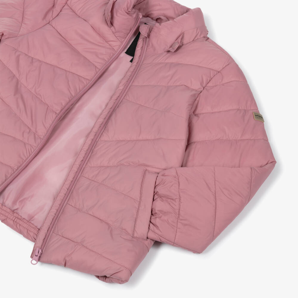 NAME IT-Girls Pink Puffer Jacket with Detachable Hood | Childrensalon