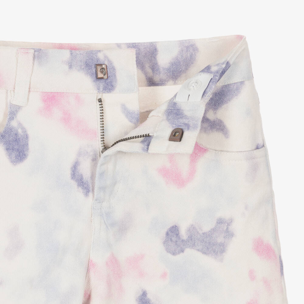 NAME IT-شورت جينز تاي داي لون زهري وبنفسجي للبنات | Childrensalon