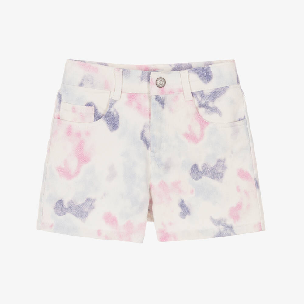 NAME IT-شورت جينز تاي داي لون زهري وبنفسجي للبنات | Childrensalon