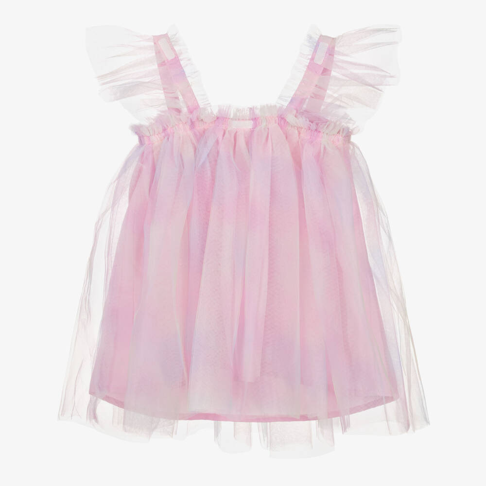 NAME IT-Girls Pink Rainbow Tulle Butterfly Dress | Childrensalon