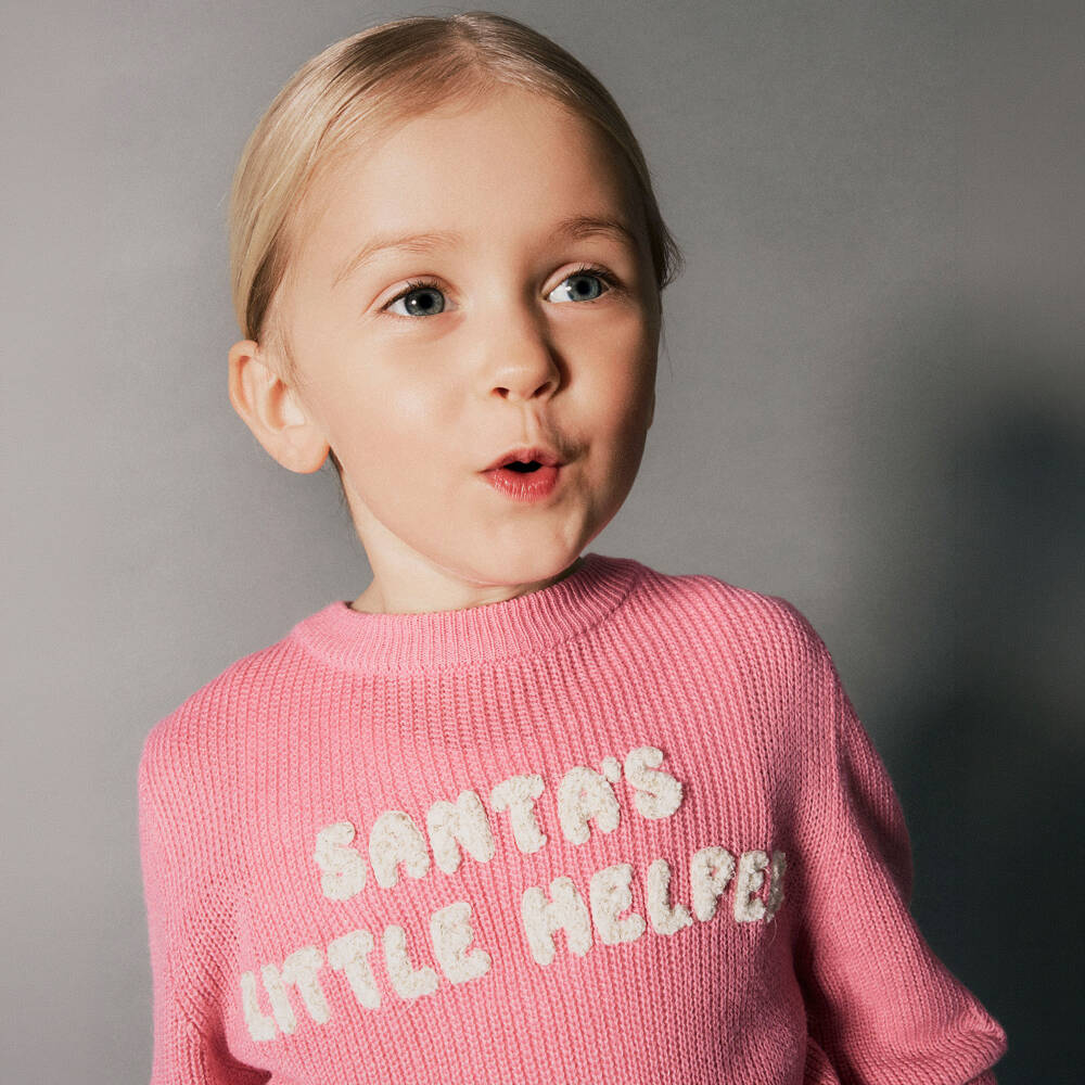 NAME IT-Girls Pink Santa's Little Helper Sweater | Childrensalon