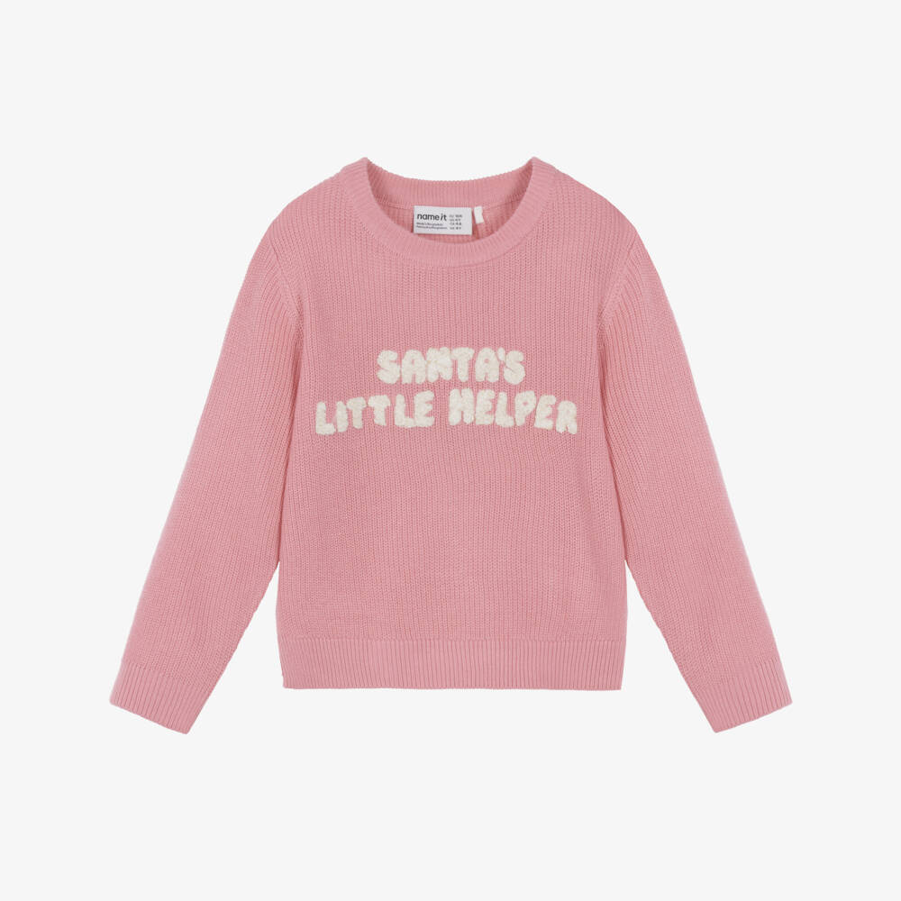 NAME IT-Girls Pink Santa's Little Helper Sweater | Childrensalon