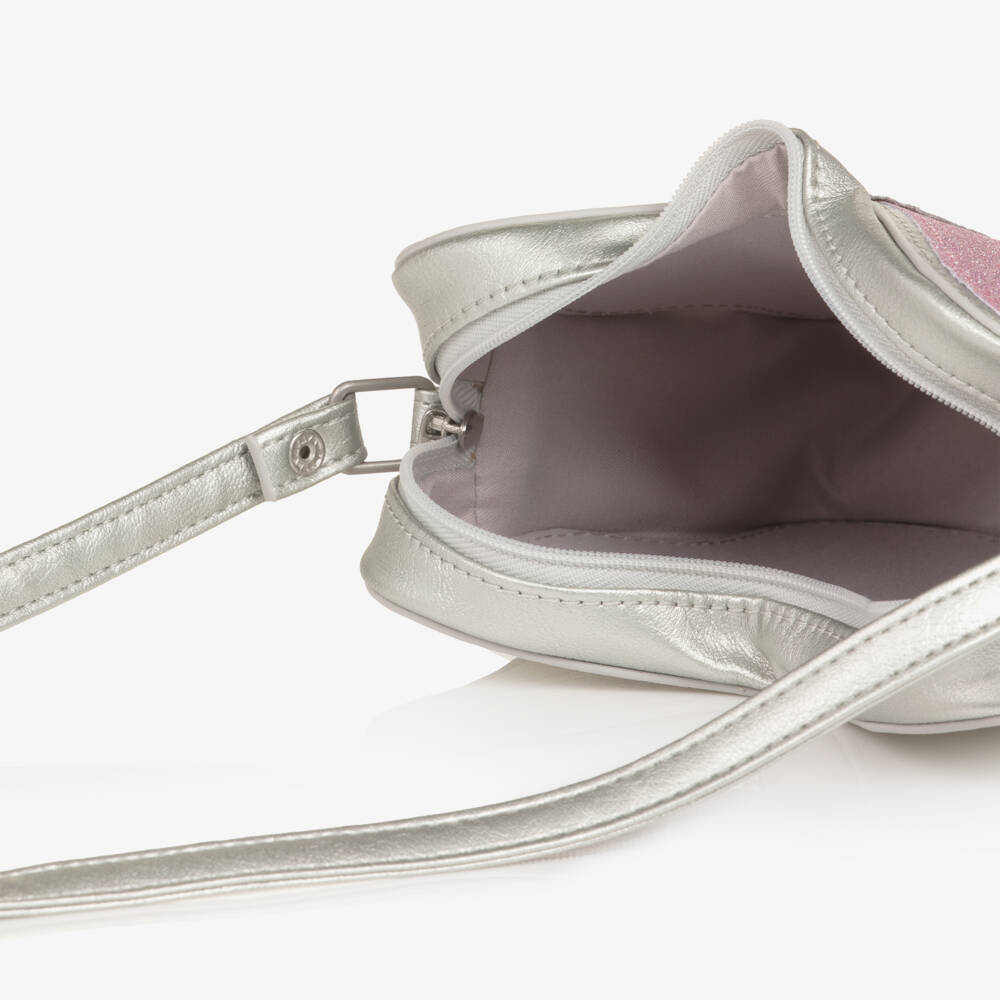 NAME IT-Girls Pink & Silver Glittery Butterfly Shoulder Bag (16cm) | Childrensalon