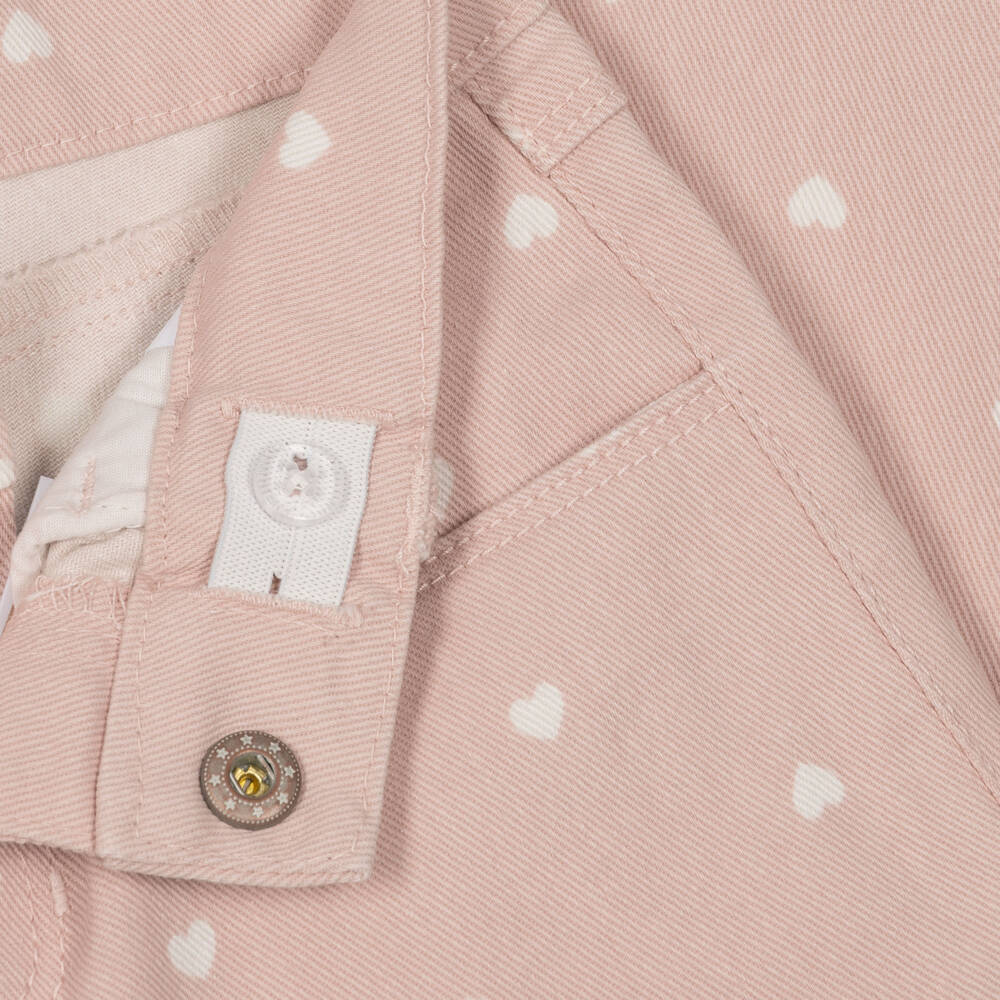 NAME IT-Girls Pink Twill Trousers with Heart Print | Childrensalon