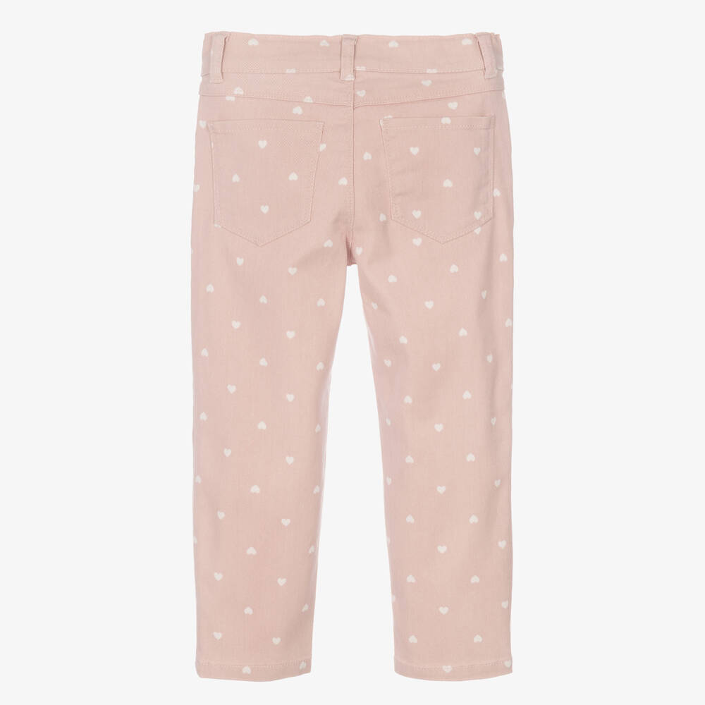 NAME IT-Girls Pink Twill Trousers with Heart Print | Childrensalon