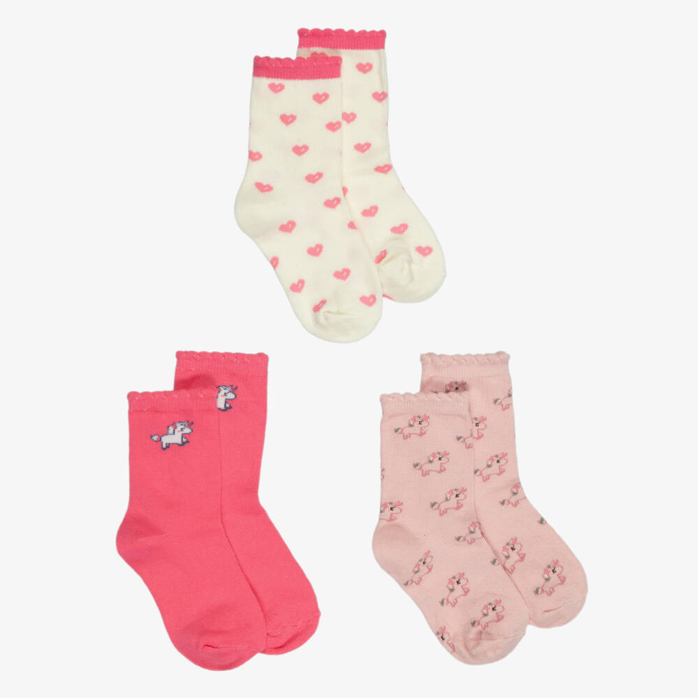 NAME IT-Girls Pink Unicorn Ankle Socks (3 Pack) | Childrensalon
