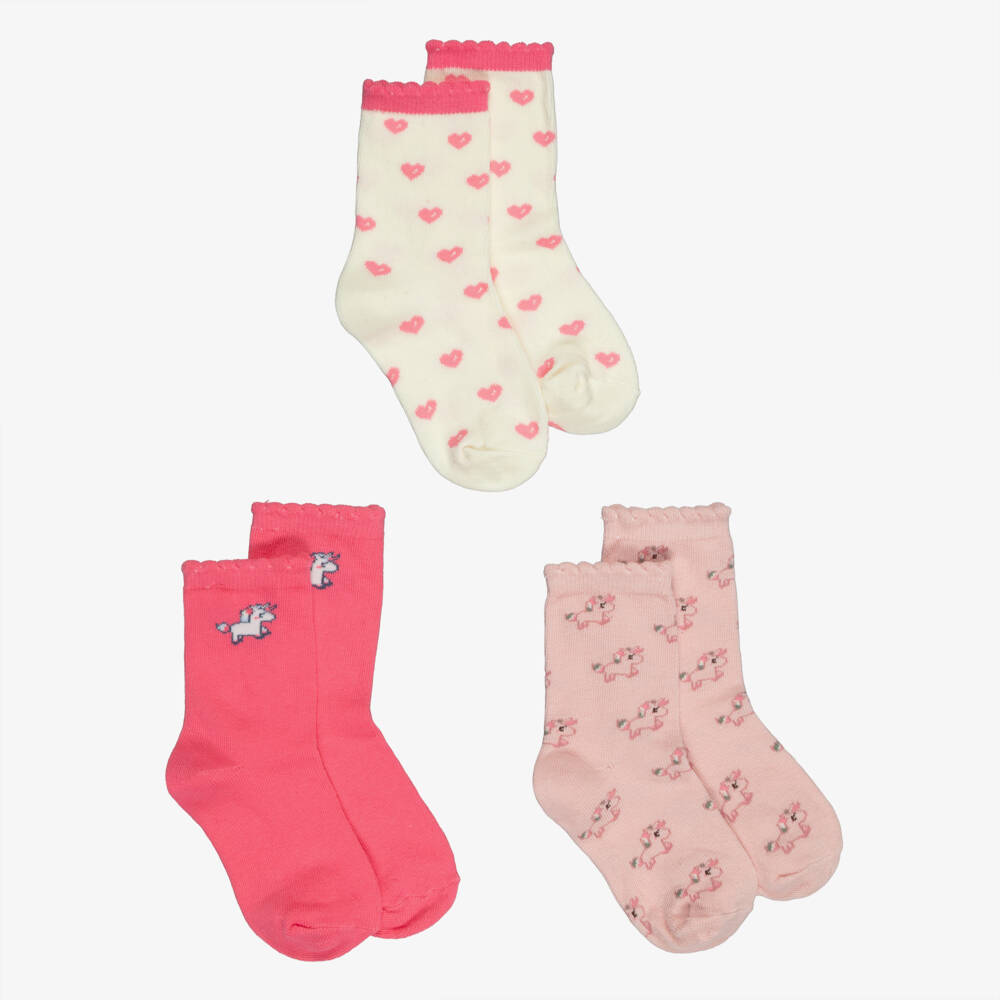 NAME IT-Girls Pink Unicorn Ankle Socks (3 Pack) | Childrensalon