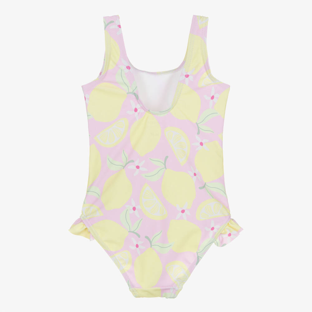 NAME IT-Girls Pink & Yellow Lemon Print Swimsuit | Childrensalon