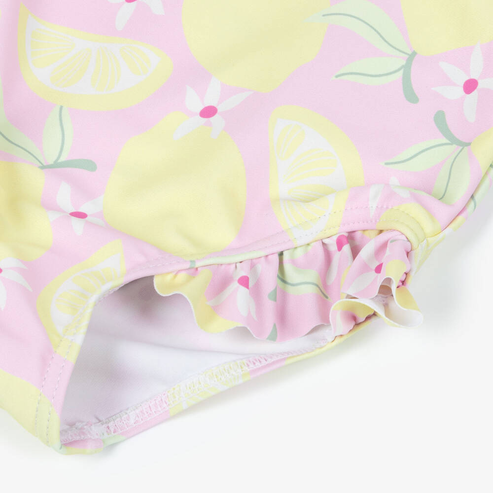 NAME IT-Girls Pink & Yellow Lemon Print Swimsuit | Childrensalon