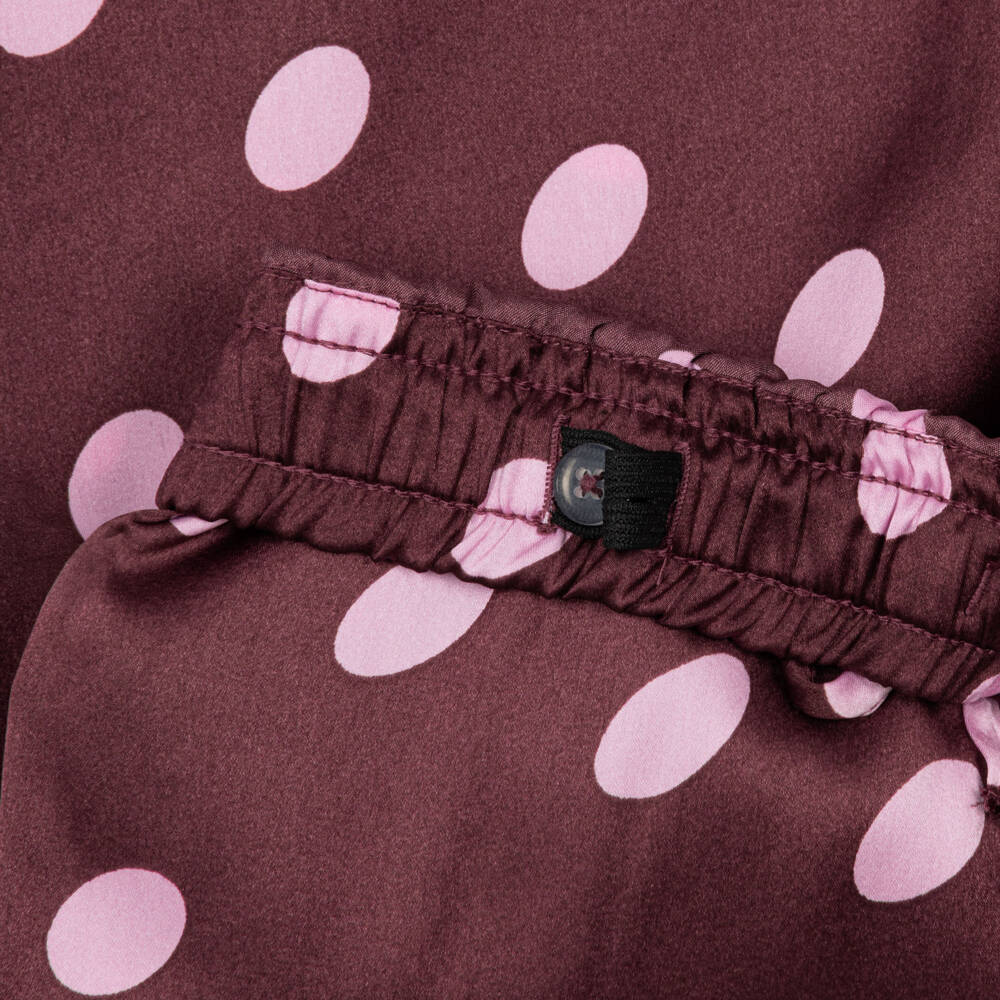 NAME IT-Girls Plum & Pink Polka Dot Satin Pyjamas | Childrensalon