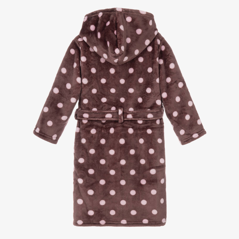 NAME IT-Girls Plum & Pink Polka Dot Velour Dressing Gown | Childrensalon