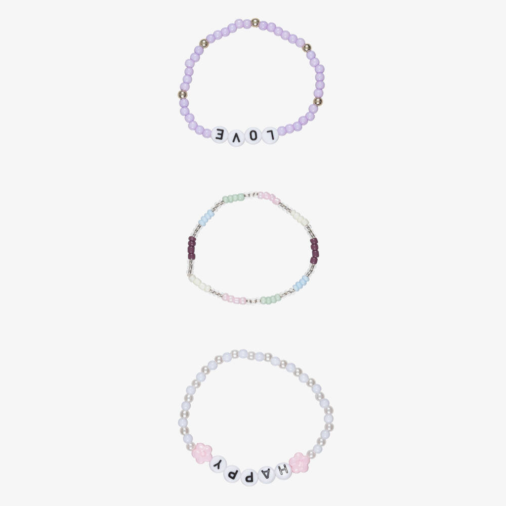 NAME IT-Girls Purple Beaded Stacking Bracelets (3 Pack) | Childrensalon