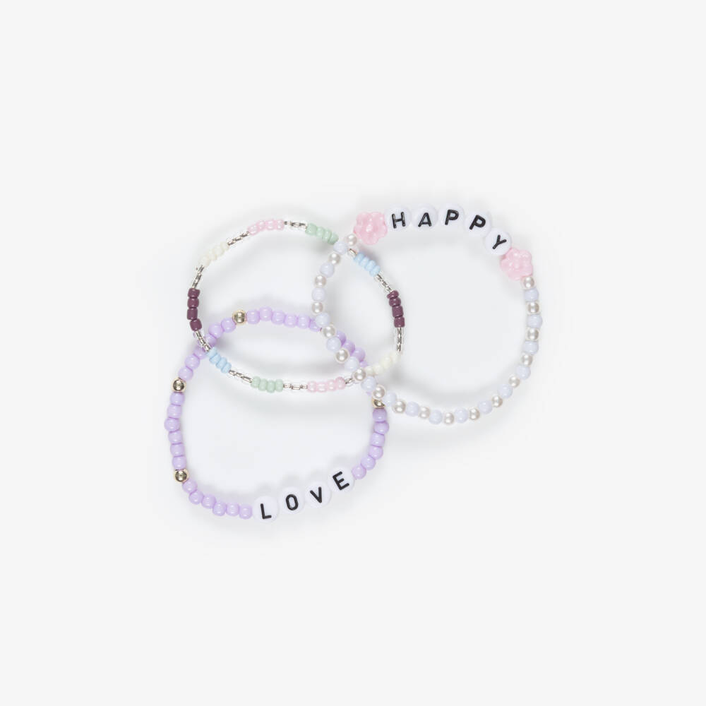 NAME IT-Girls Purple Beaded Stacking Bracelets (3 Pack) | Childrensalon