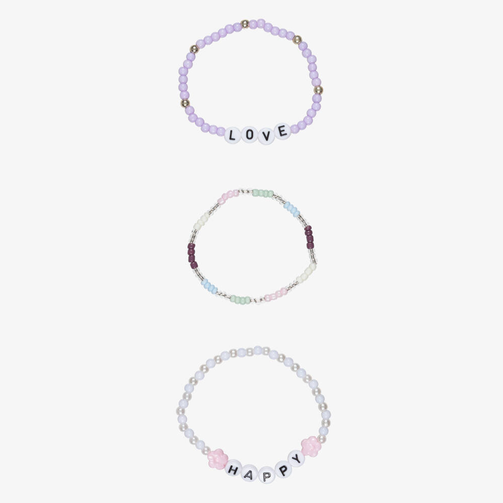 NAME IT-Girls Purple Beaded Stacking Bracelets (3 Pack) | Childrensalon