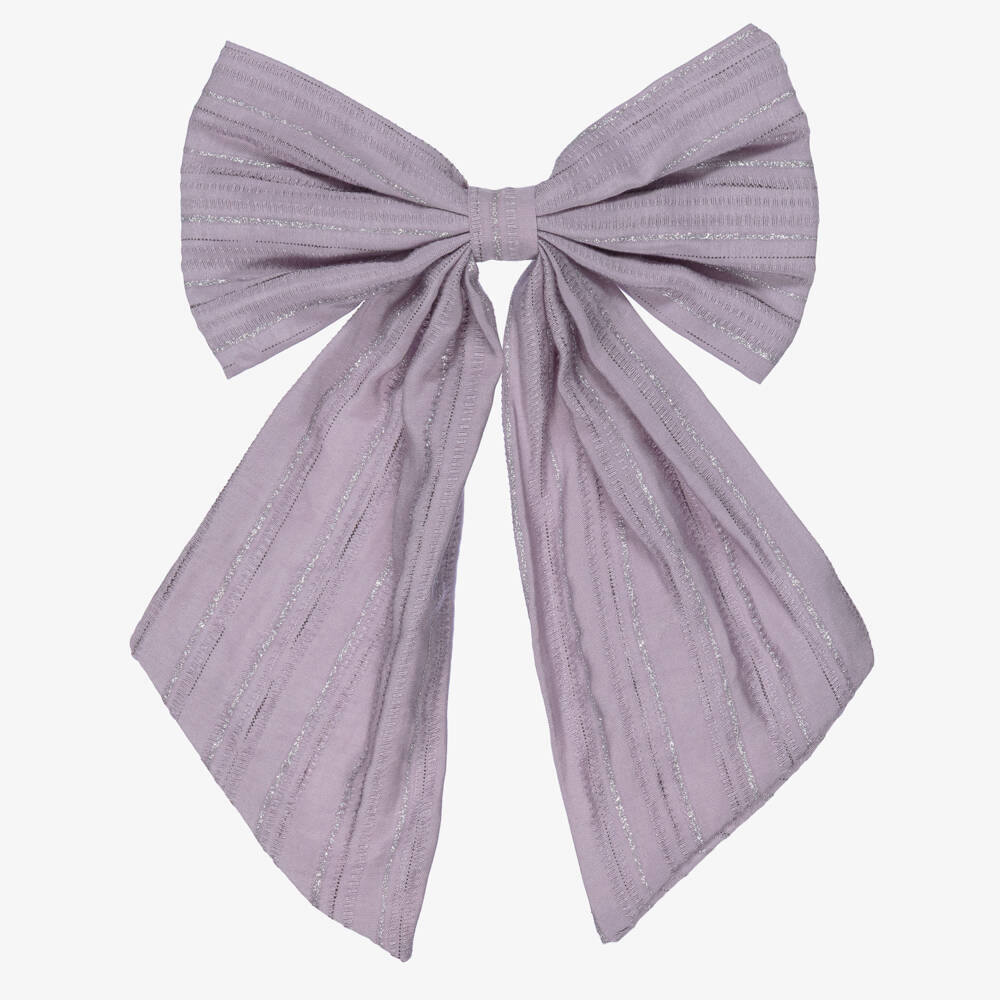 NAME IT-اكسسوار شعر فيونكة لون بنفسجي وفضي لامع للبنات (14 سم) | Childrensalon