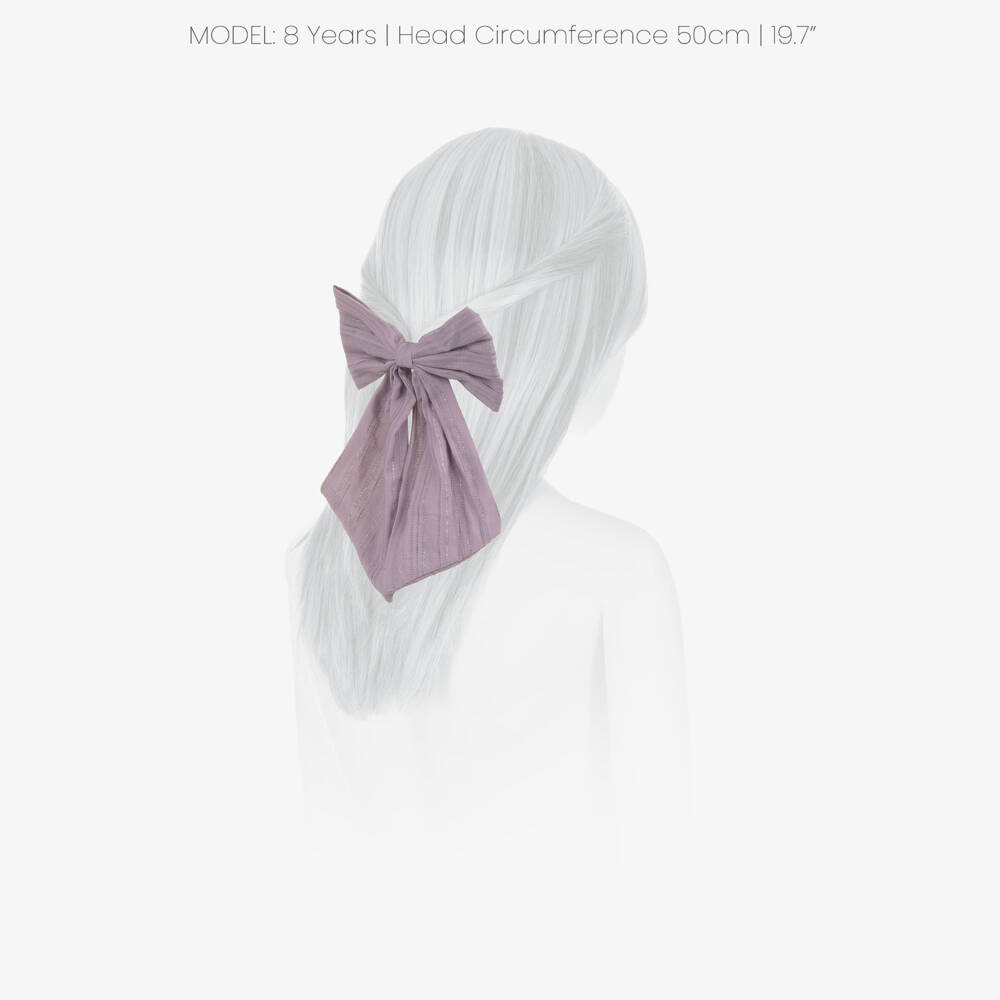 NAME IT-Girls Purple Bow Hair Clip with Silver Sparkle (14cm) | Childrensalon