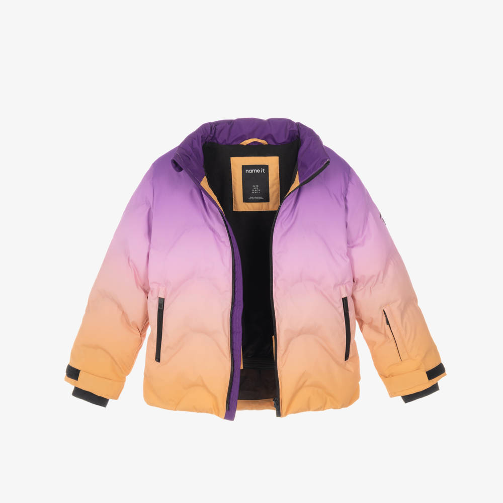 NAME IT-Girls Purple & Orange Gradient Technical Ski Jacket | Childrensalon