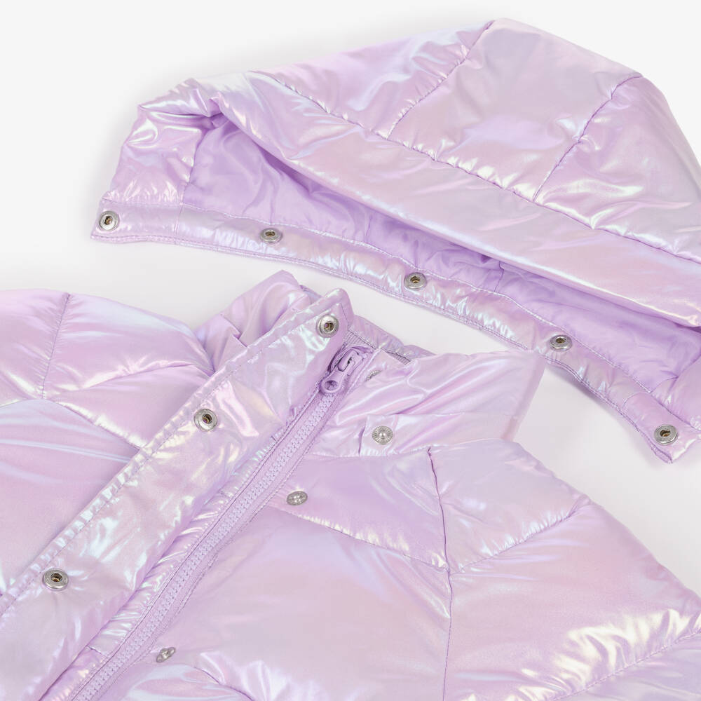 NAME IT-Girls Purple & Pink Foil Puffer Jacket | Childrensalon