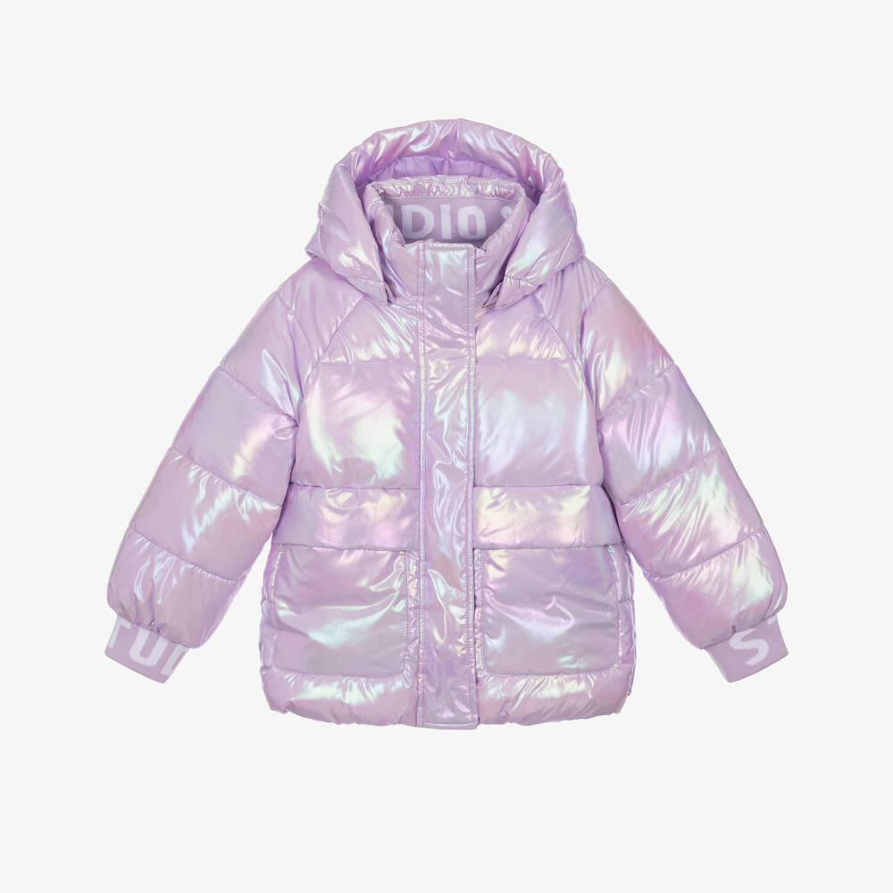 NAME IT-Girls Purple & Pink Foil Puffer Jacket | Childrensalon