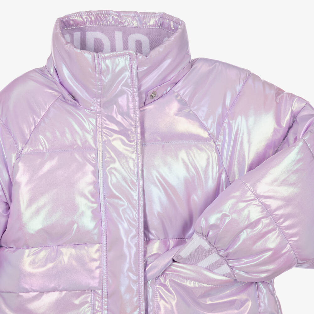 NAME IT-Girls Purple & Pink Foil Puffer Jacket | Childrensalon