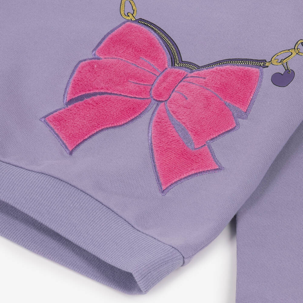 NAME IT-Girls Purple Plush Bow Sweatshirt | Childrensalon
