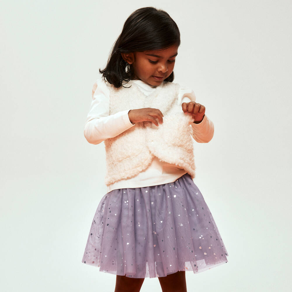NAME IT-Юбка сиреневая из тюля с серебряными сердцами для девочек | Childrensalon