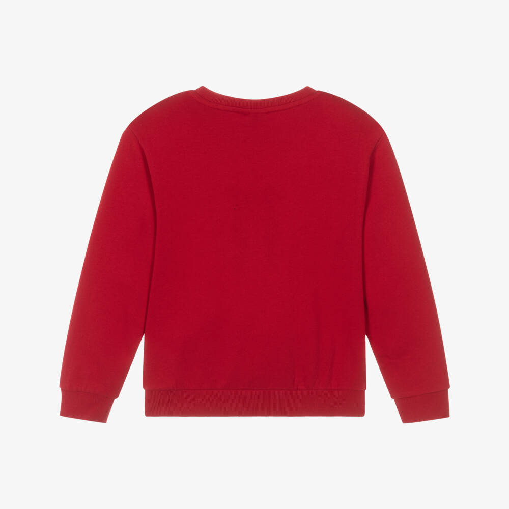 NAME IT-سويتشيرت قطن مزين بفيونكة احتفالية لون أحمر للبنات | Childrensalon