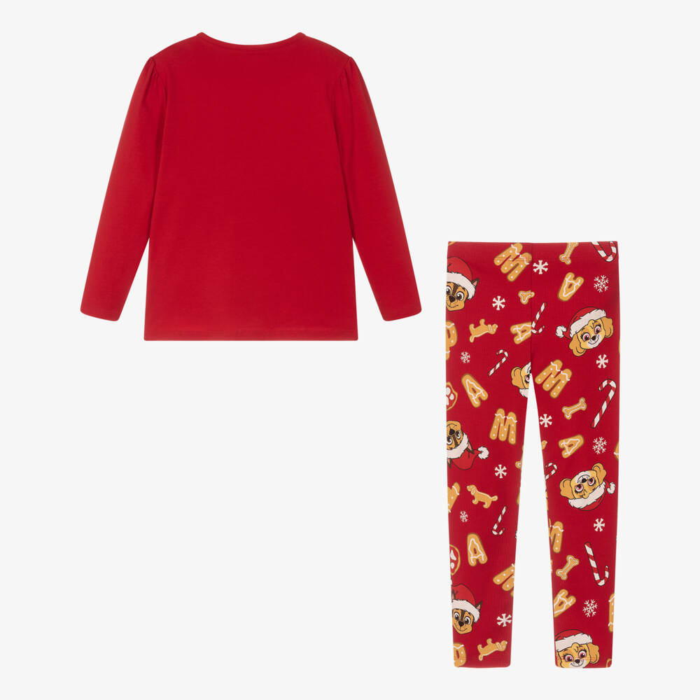 NAME IT-Girls Red Cotton Jersey Paw Patrol Xmas Pyjamas | Childrensalon