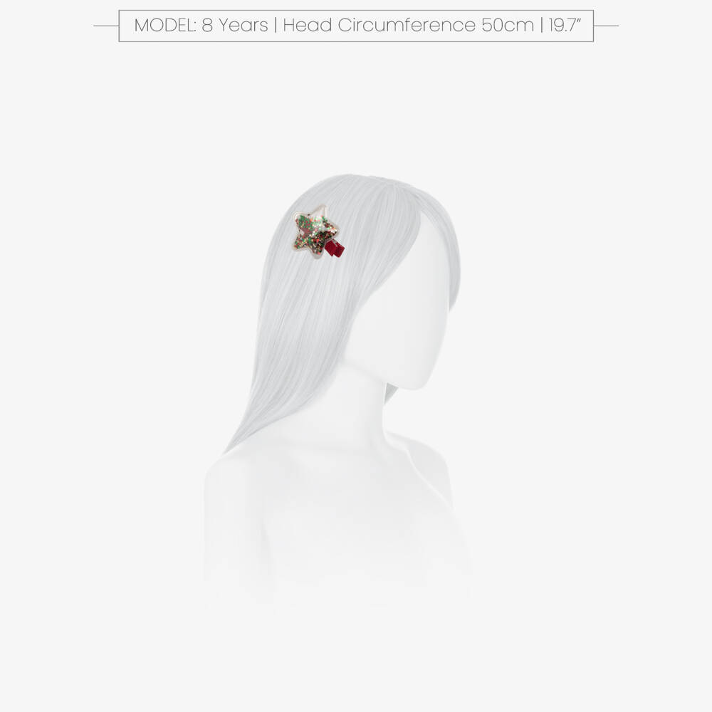 NAME IT-مشابك شعر احتفالية بتصميم نجوم برّاقة لون أحمر للبنات | Childrensalon