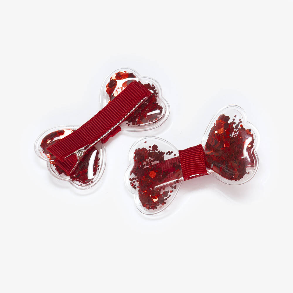 NAME IT-Girls Red Sequin Bow Hair Clips (2 Pack) | Childrensalon