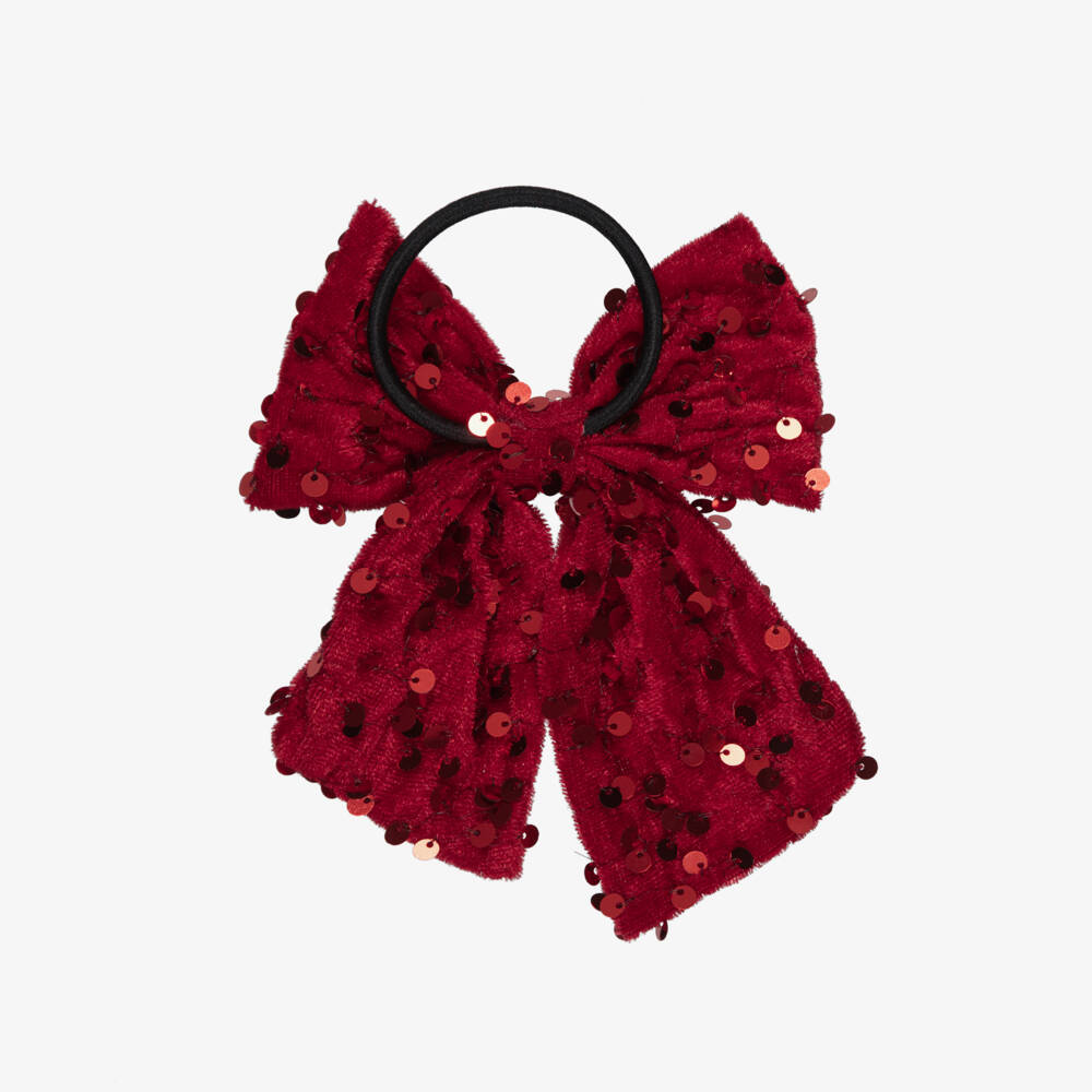 NAME IT-Girls Red Sequinned Bow Hair Elastic (14cm) | Childrensalon