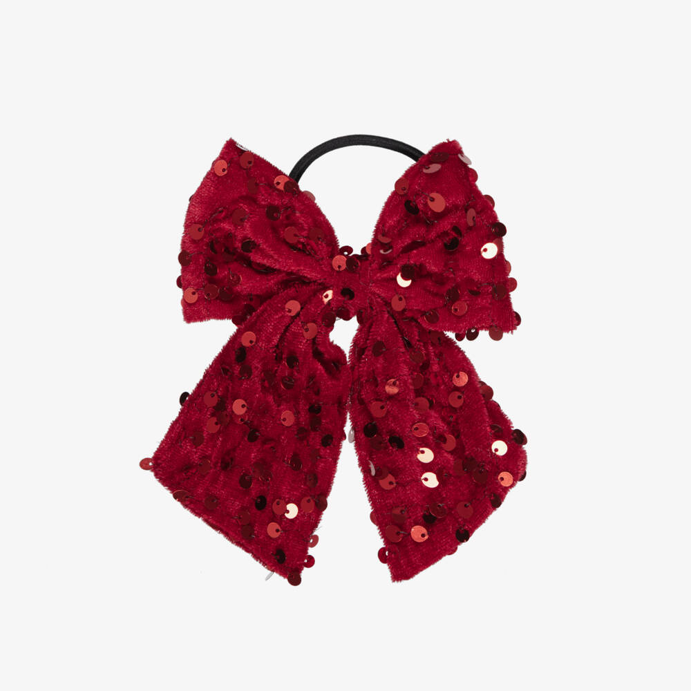 NAME IT-Girls Red Sequinned Bow Hair Elastic (14cm) | Childrensalon