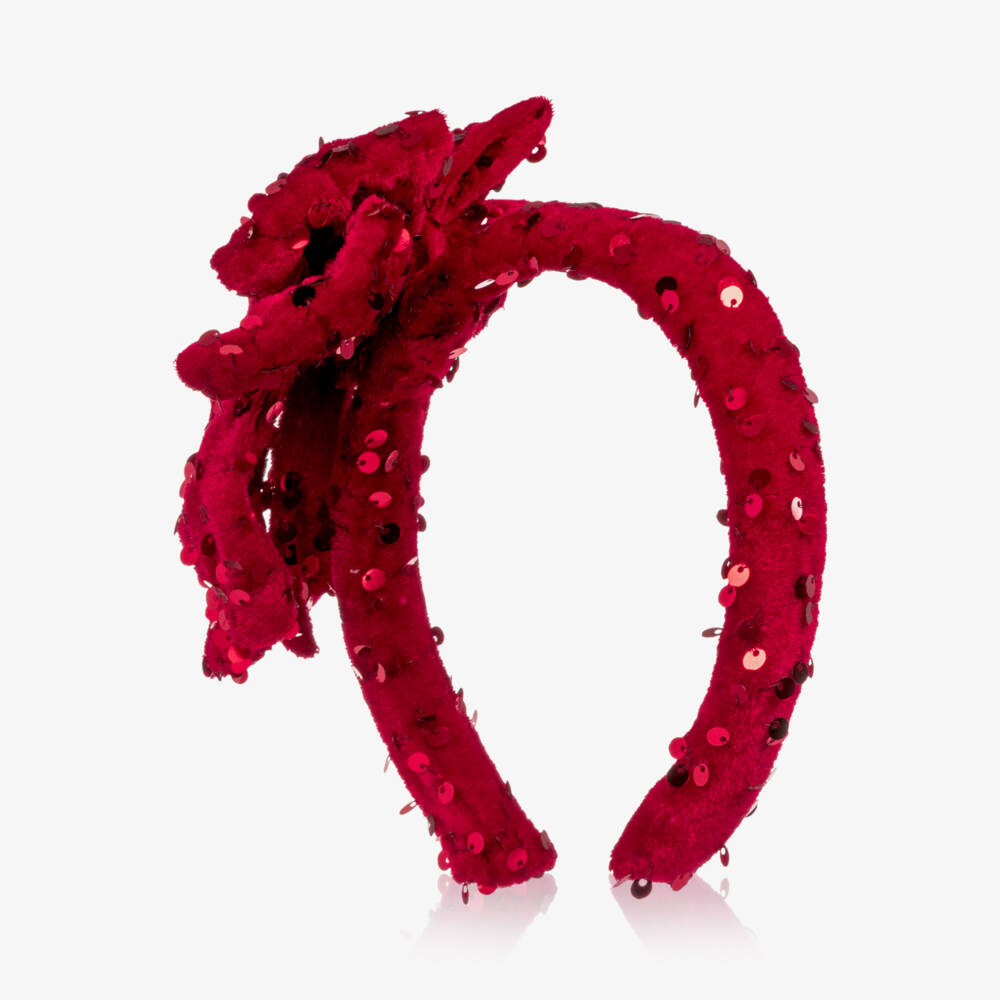 NAME IT-Girls Red Sequinned Bow Hairband | Childrensalon