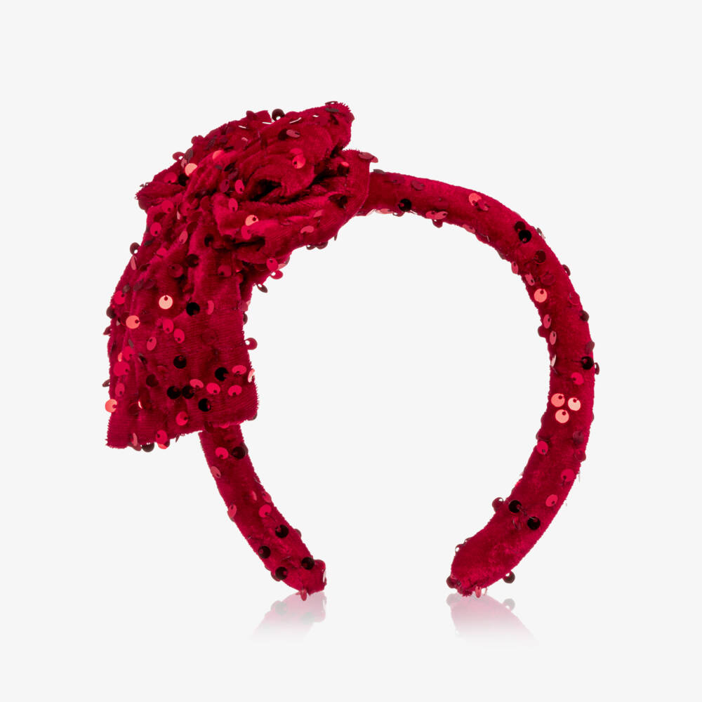 NAME IT-Girls Red Sequinned Bow Hairband | Childrensalon