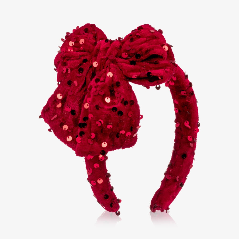 NAME IT-Girls Red Sequinned Bow Hairband | Childrensalon