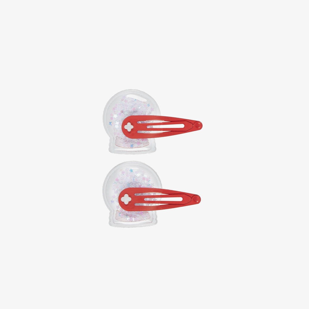 NAME IT-Girls Red Snow Globe Hair Clips (2 Pack) | Childrensalon