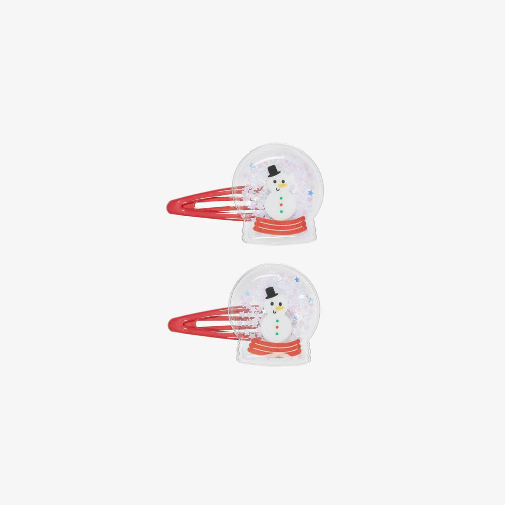 NAME IT-Girls Red Snow Globe Hair Clips (2 Pack) | Childrensalon