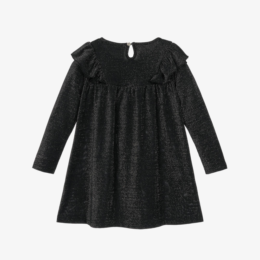 NAME IT-Girls Shimmery Black Lurex Dress with Bow | Childrensalon