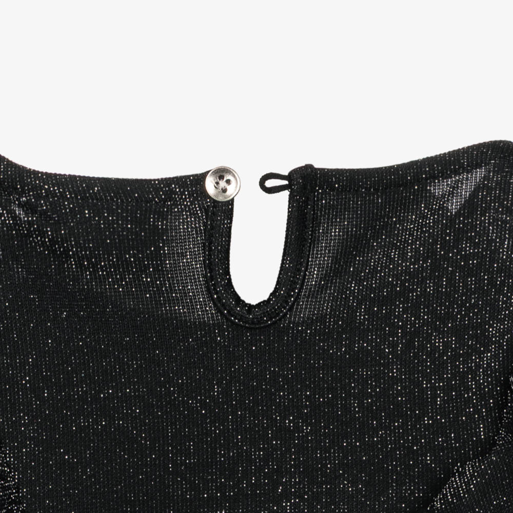NAME IT-Girls Shimmery Black Lurex Dress with Bow | Childrensalon