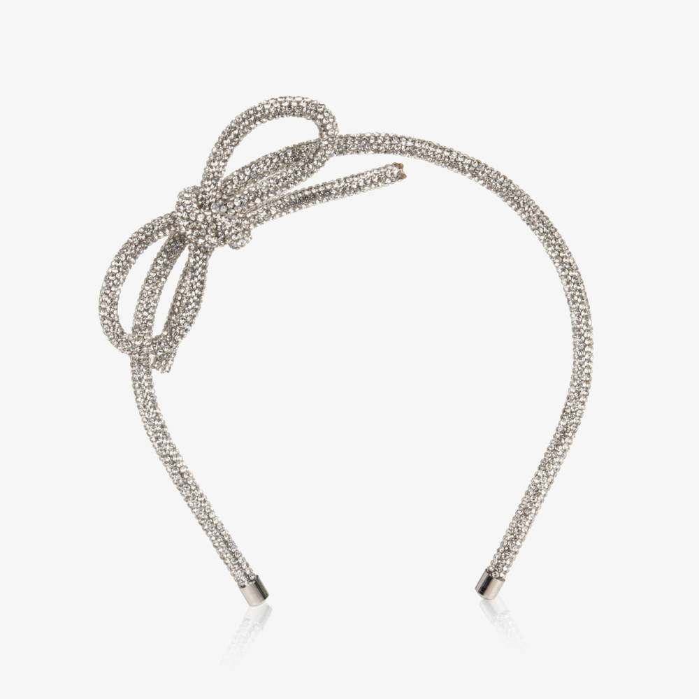 NAME IT-Girls Silver Diamanté Bow Hairband | Childrensalon
