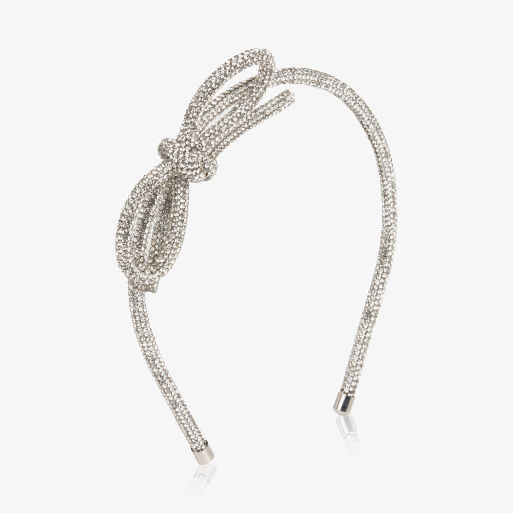 NAME IT-Girls Silver Diamanté Bow Hairband | Childrensalon