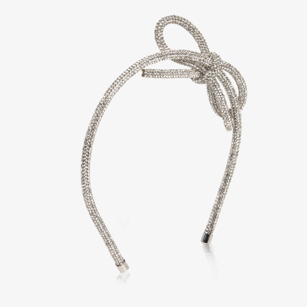 NAME IT-Girls Silver Diamanté Bow Hairband | Childrensalon